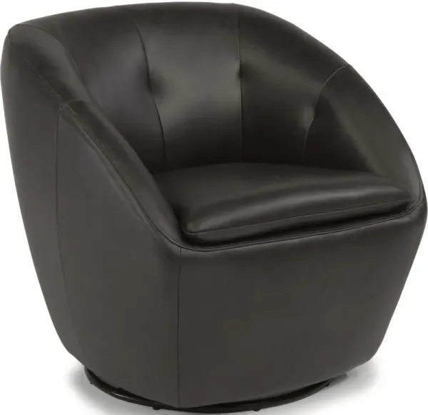 Flexsteel Wade Black Swivel Barrel Chair
