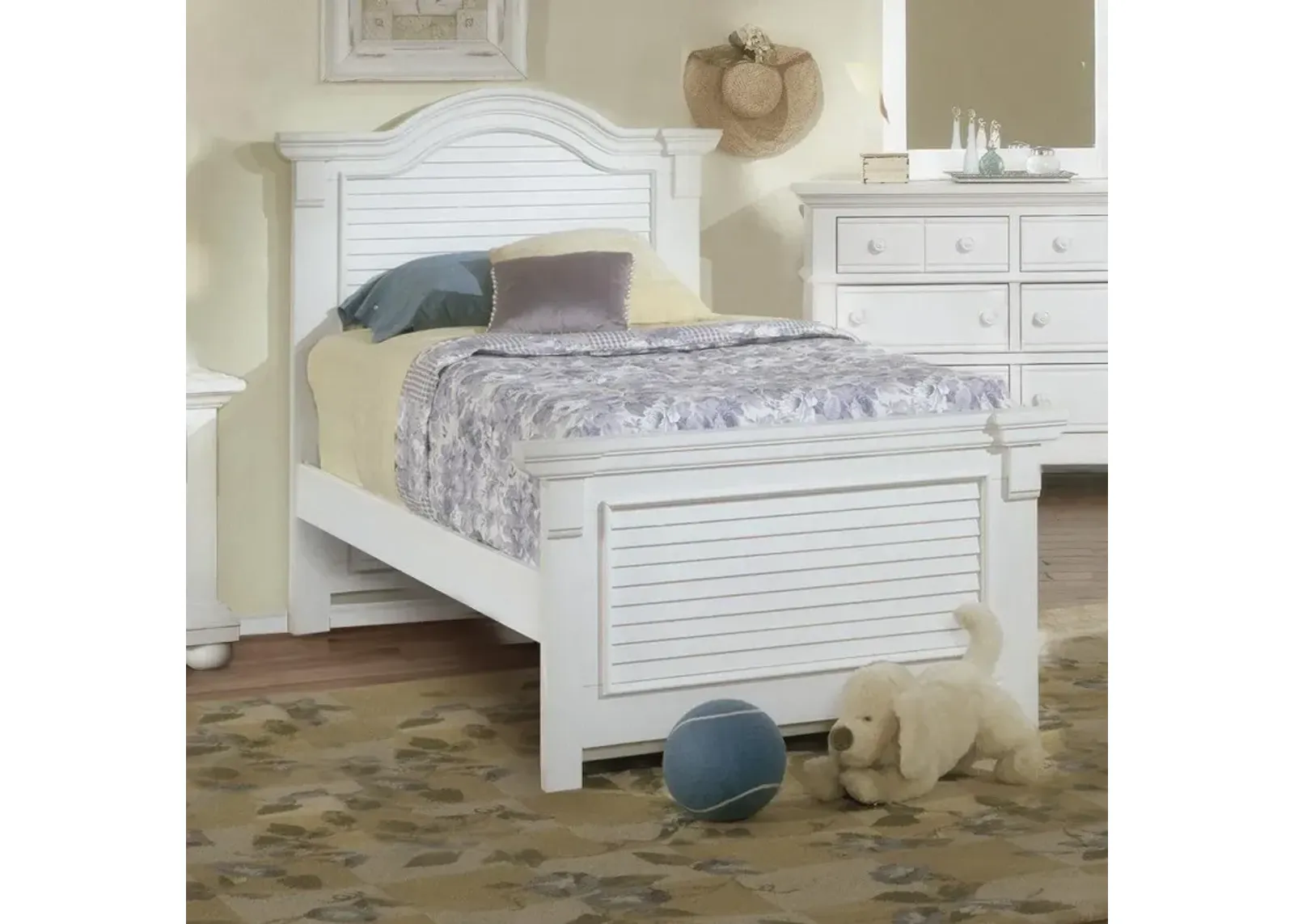 American Woodcrafters Kids/Teens Cottage Traditions Complete Twin Bed in Clean White Cottage Finish