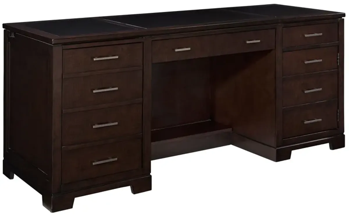 Hekman Executive Credenza Mocha Leather Top