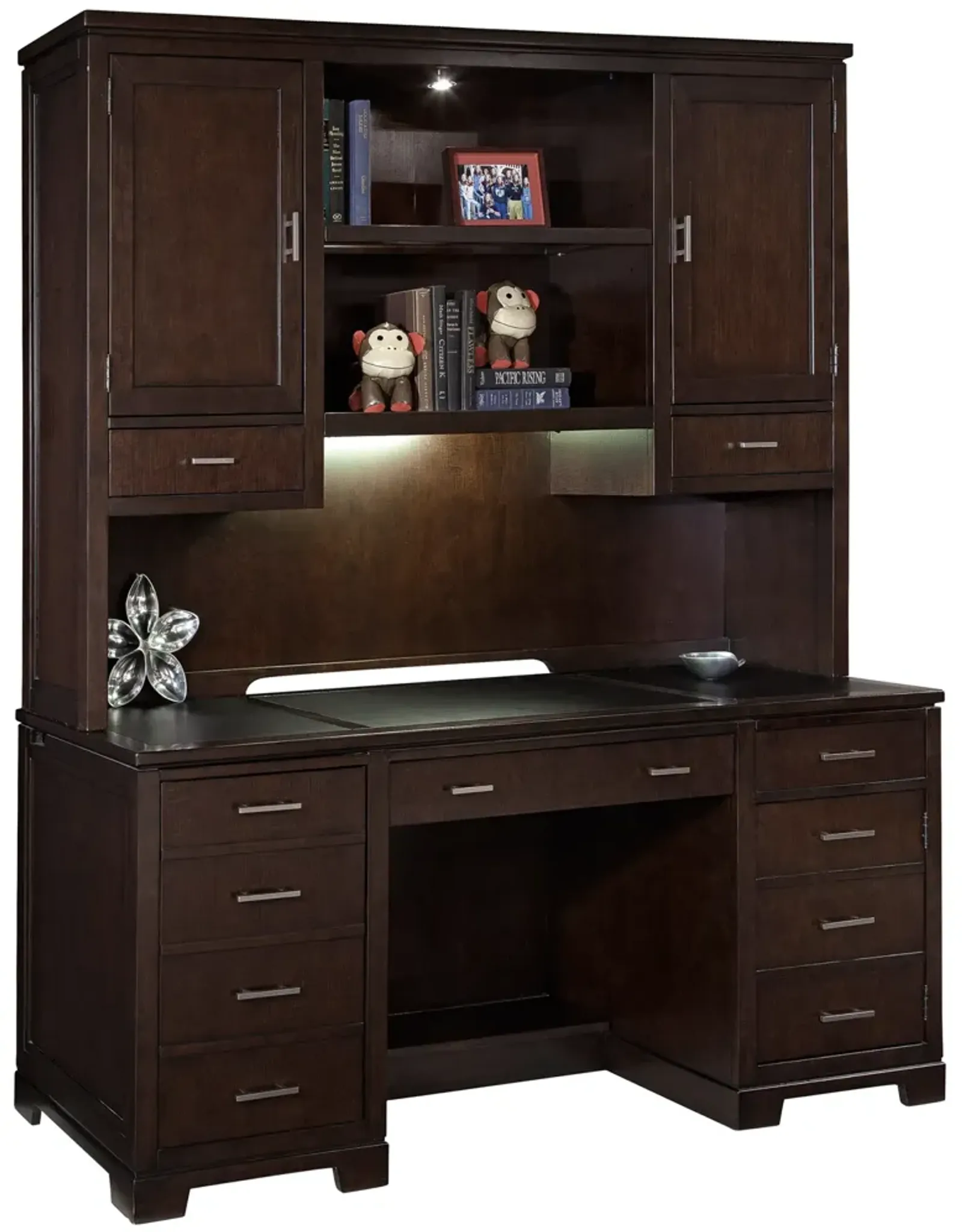 Hekman Executive Credenza Mocha Leather Top