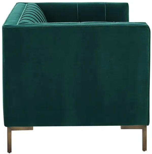 Steve Silver Isaac Channel Stitched Velvet Loveseat In Emerald Green