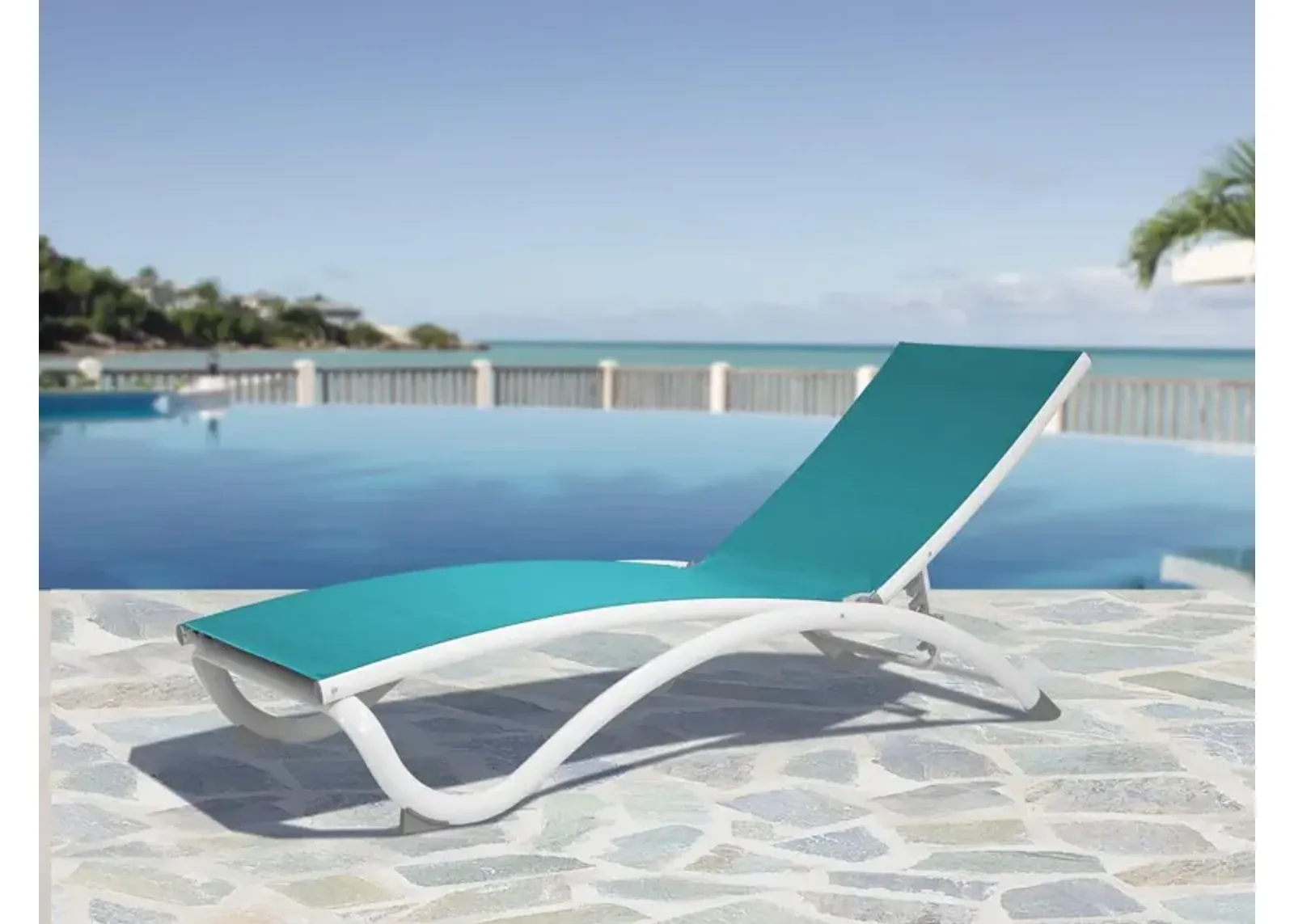 ARCH STACKABLE TEAL SLING CHAISE LOUNGER