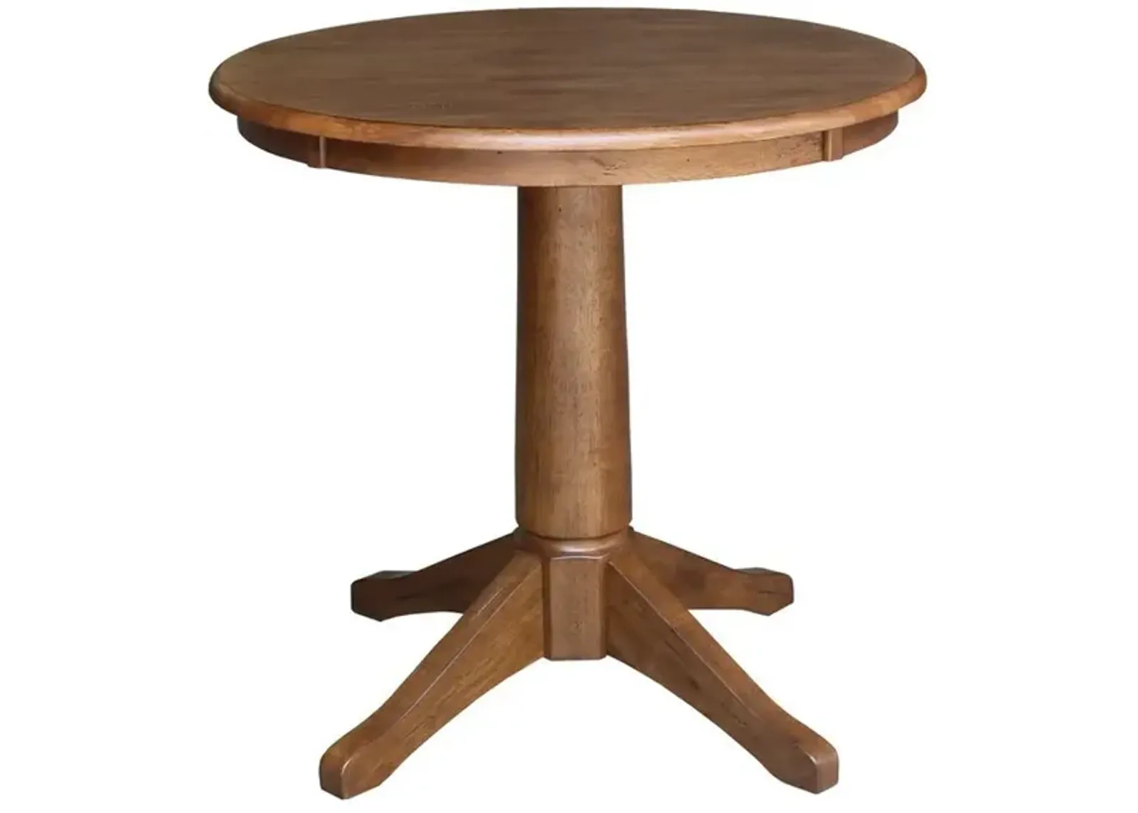 John Thomas Dining Essentials 30 Inch Round Table Top with 30 Inch Transitional Pedestal Base in Bourbon Oak