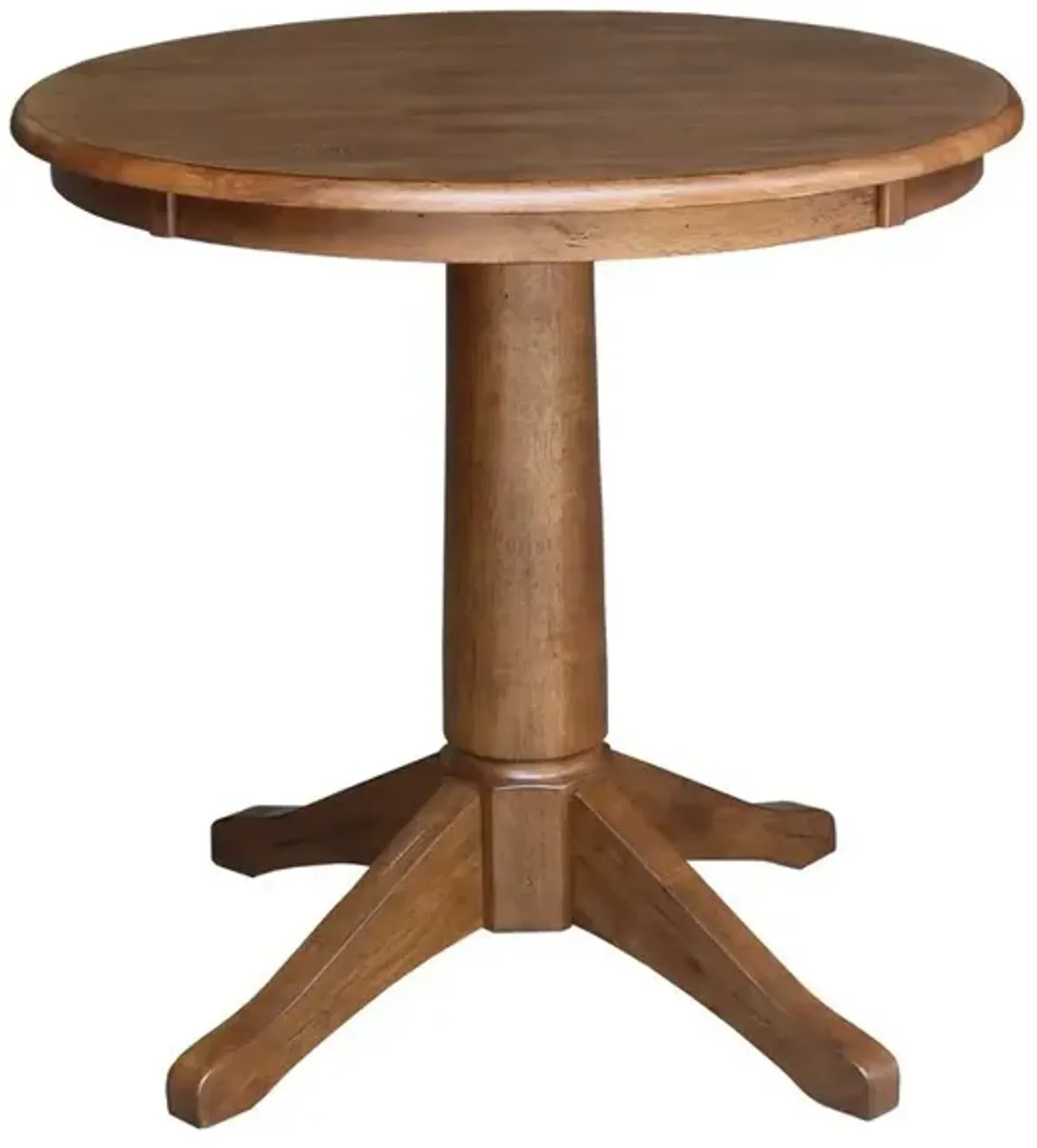 John Thomas Dining Essentials 30 Inch Round Table Top with 30 Inch Transitional Pedestal Base in Bourbon Oak