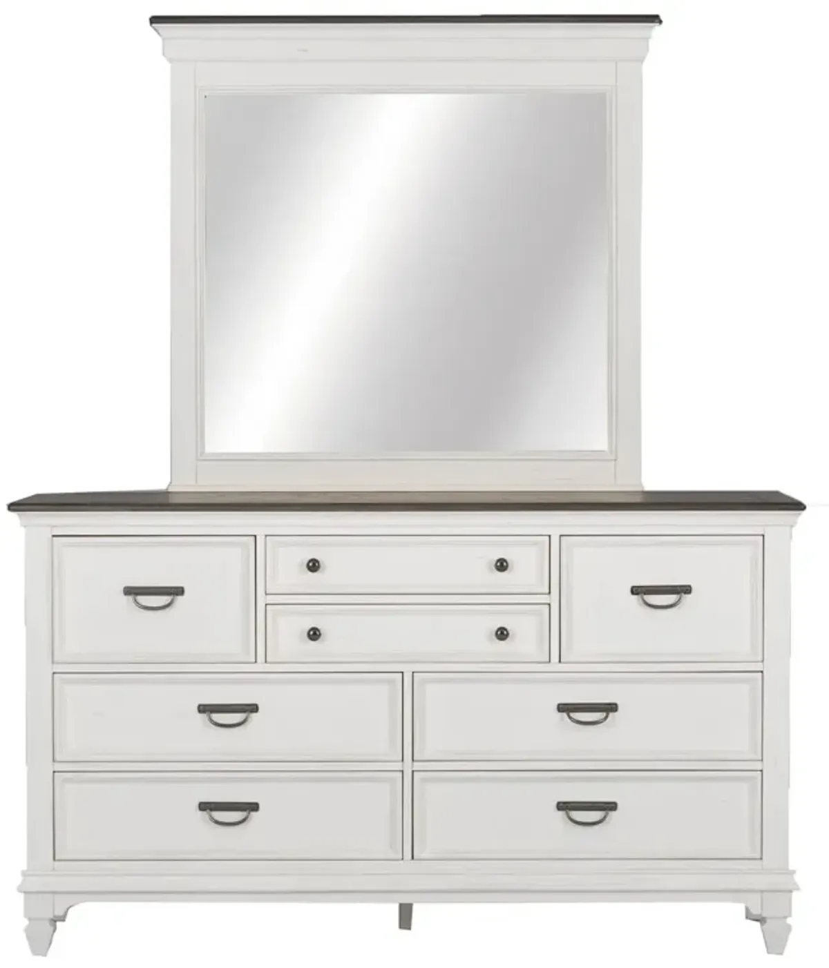 Liberty Furniture Complete King Bedroom Set Panel Bed, Dresser, Mirror & Chest Allyson Park