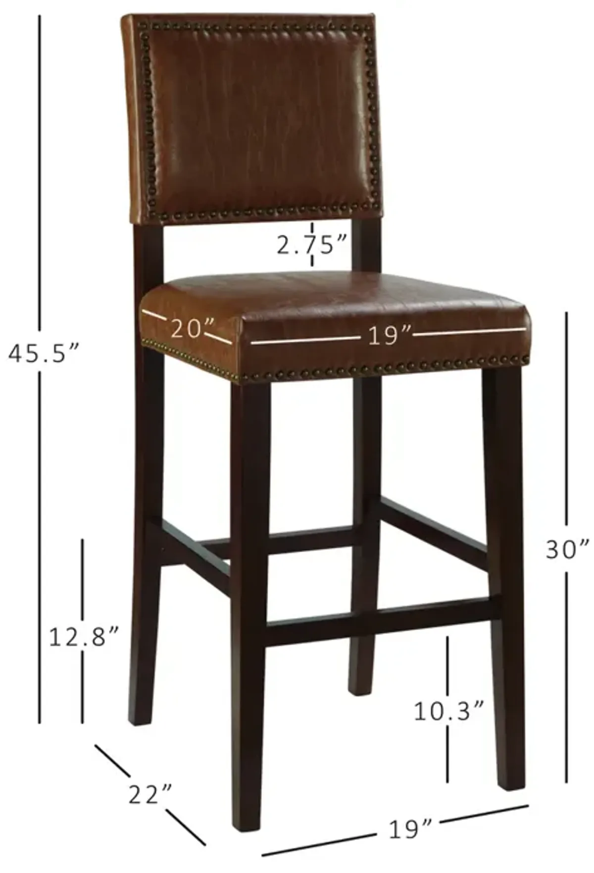 Linon 30 Inch Brook Bar Stool Caramel