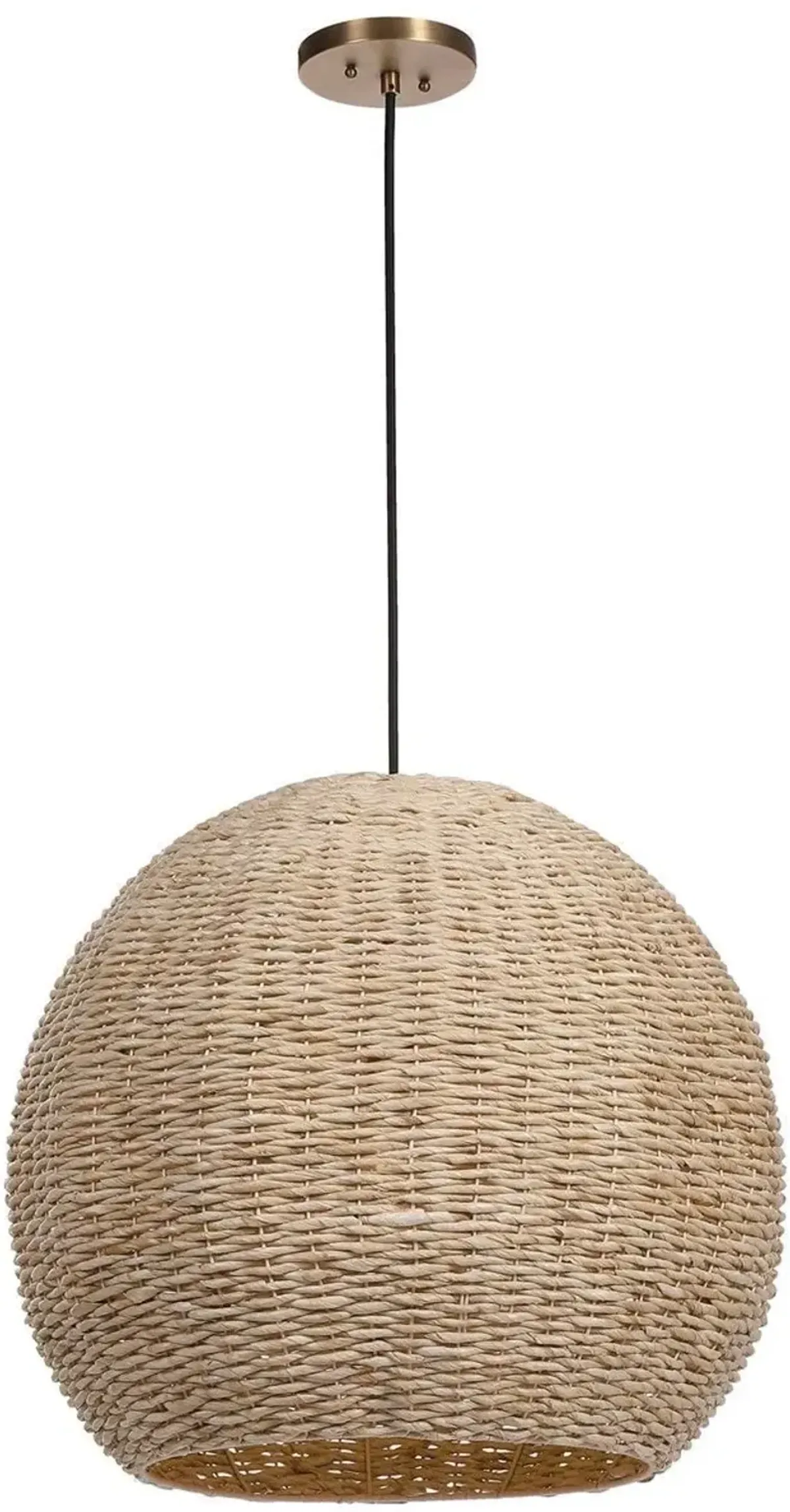 Uttermost Seagrass Antique Brass 1-Light Dome Pendant