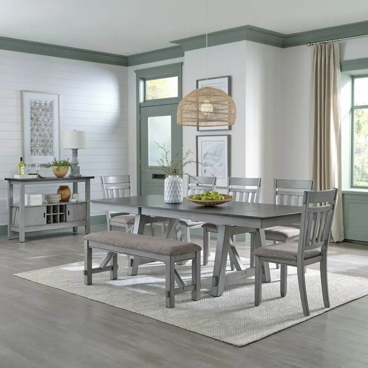 Liberty Furniture Newport 6-Piece Grey/Smokey Grey Casual Dining Table Set