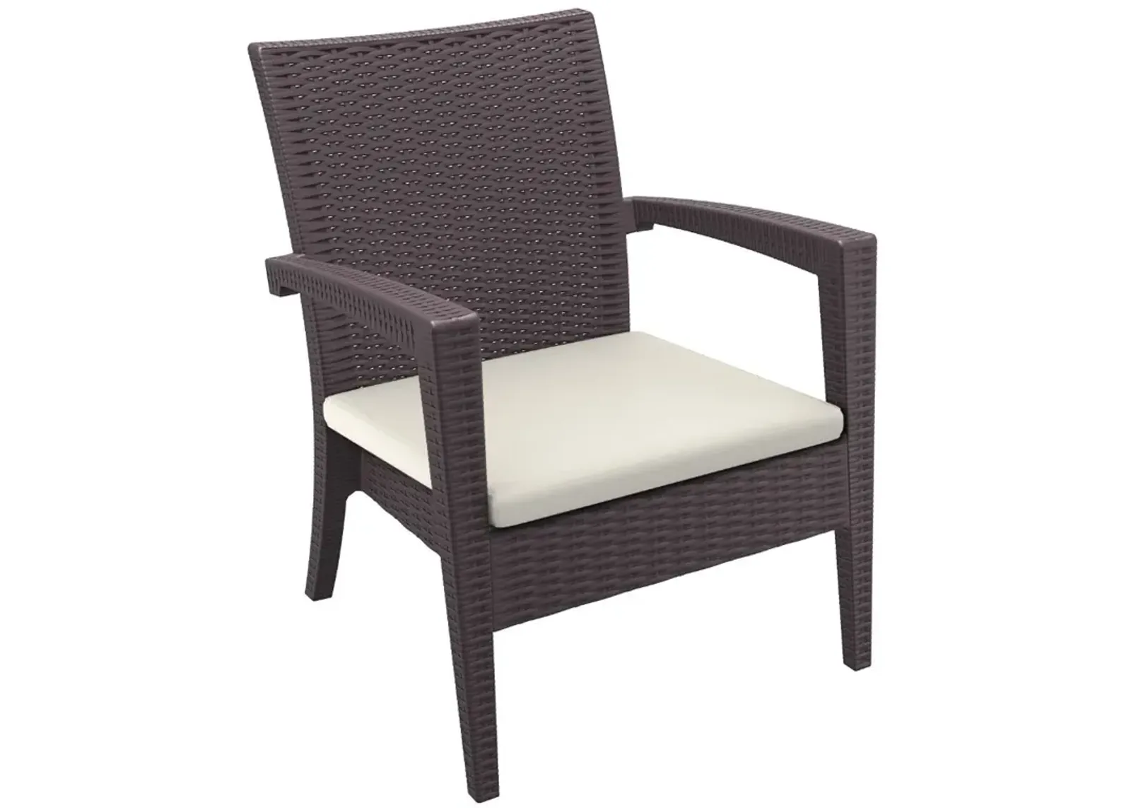 Compamia Miami Resin Club Patio Chair Brown with Sunbrella Natural Cushion