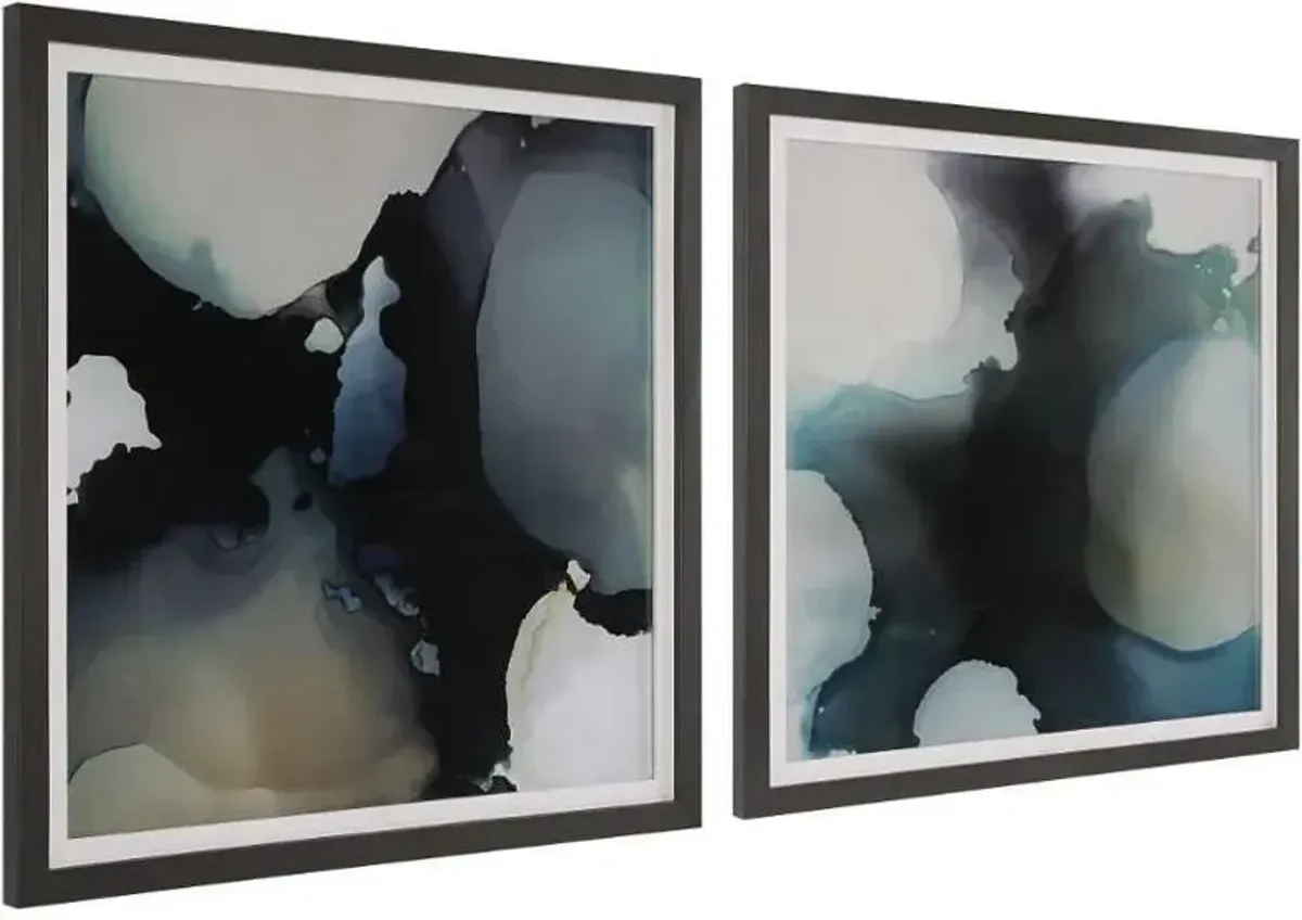 Uttermost Telescopic 2-Piece Black/Blue/White Abstract Framed Print Set