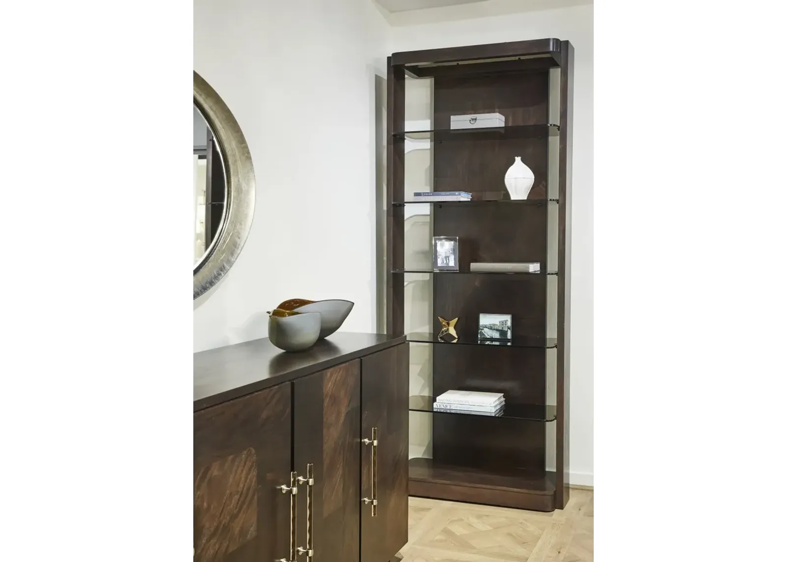 Casa Inspirata Madras Bookcase in Brunette Dark Brown Wood Finish