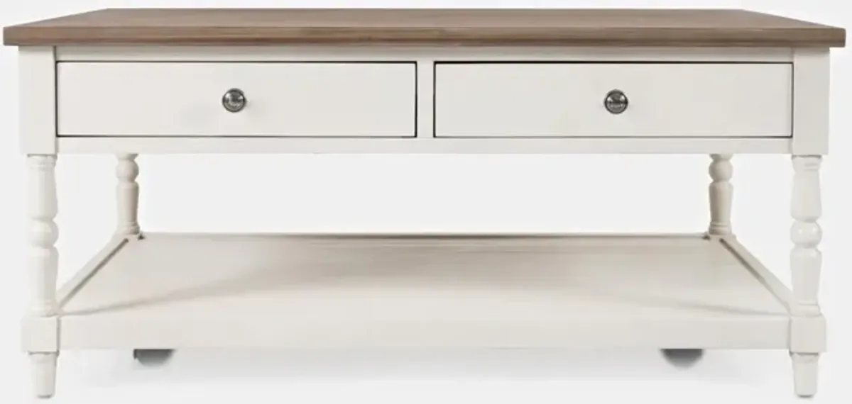 Jofran Grafton Farms 2-Drawer Coffee Table White