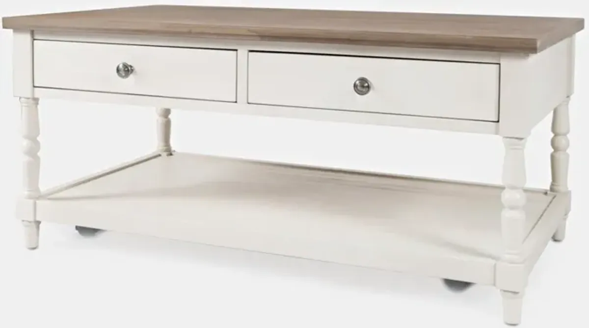 Jofran Grafton Farms 2-Drawer Coffee Table White