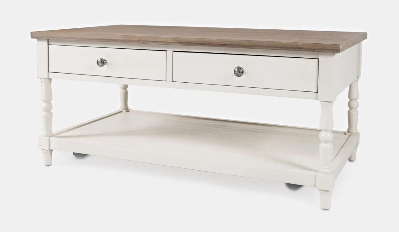 GRAFTON FARMS 2 DRAWER COFFEE TABLE WHITE