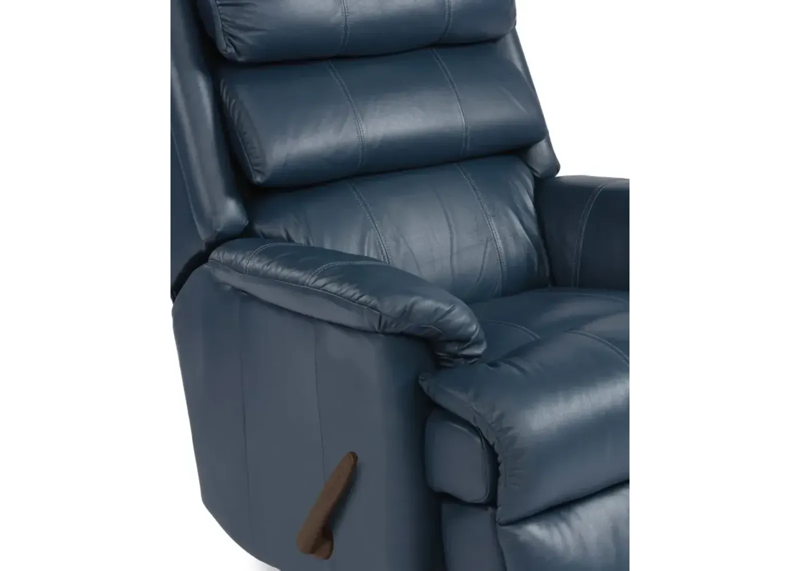 YUKON BLUE ROCKING LEATHER MANUAL RECLINER