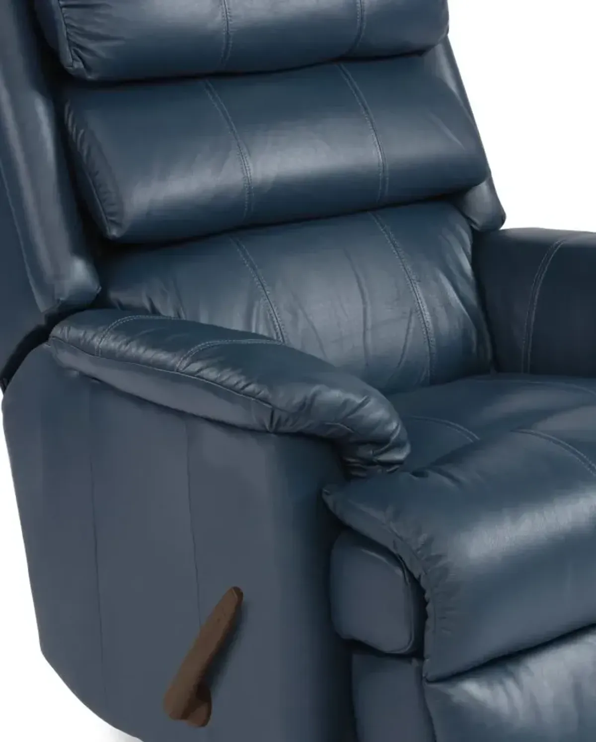 YUKON BLUE ROCKING LEATHER MANUAL RECLINER