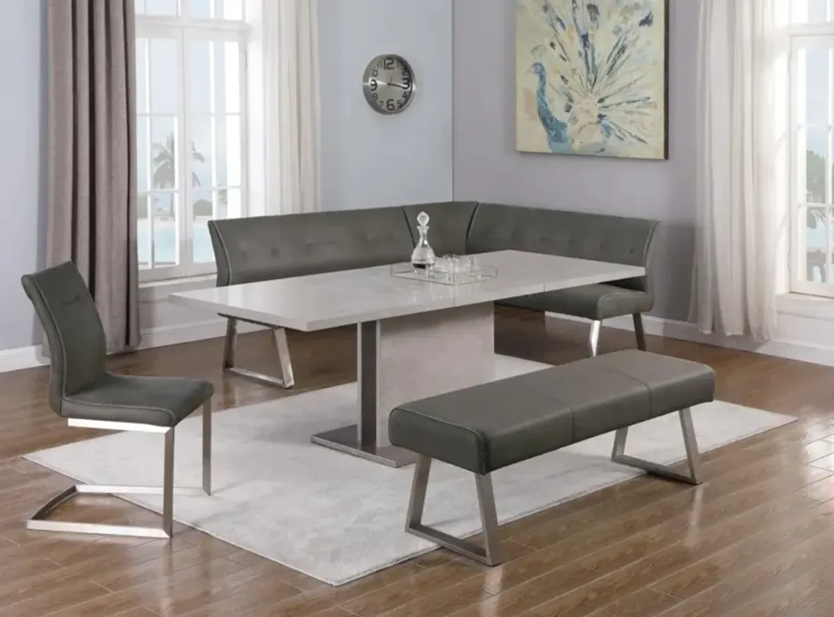 Chintaly Kalinda Contemporary Dining Set with Extendable Table & 4 Upholstered Chairs