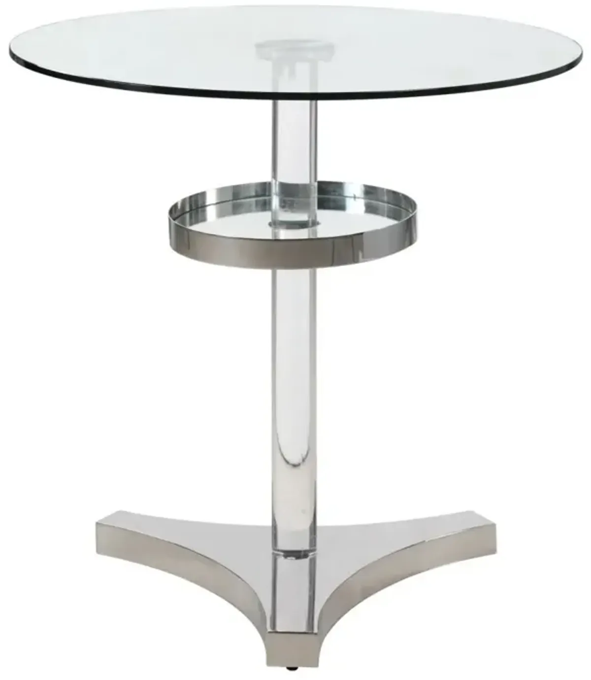 Chintaly Contemporary Counter-Height Table with Clear Round Glass Top