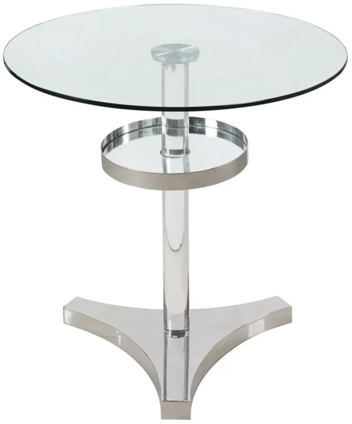 Chintaly Contemporary Counter-Height Table with Clear Round Glass Top