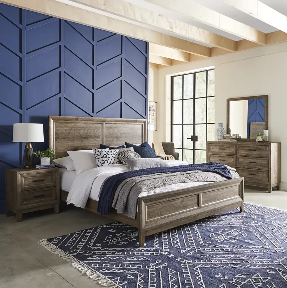 Liberty Furniture Complete Queen Bedroom Set Panel Bed, Dresser, Mirror & Nightstand Ridgecrest