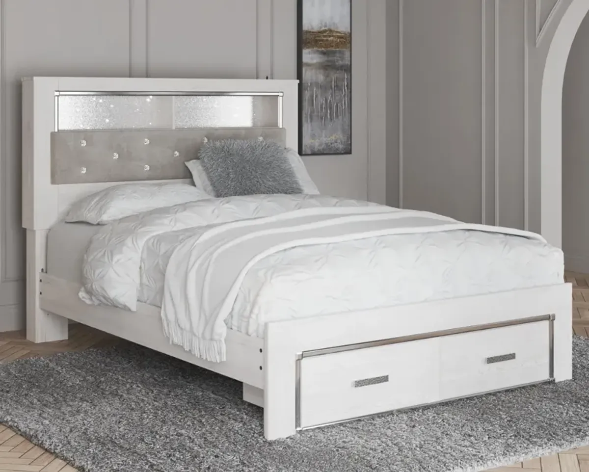 Ashley Altyra White Queen Upholstered Bookcase Bed with Storage