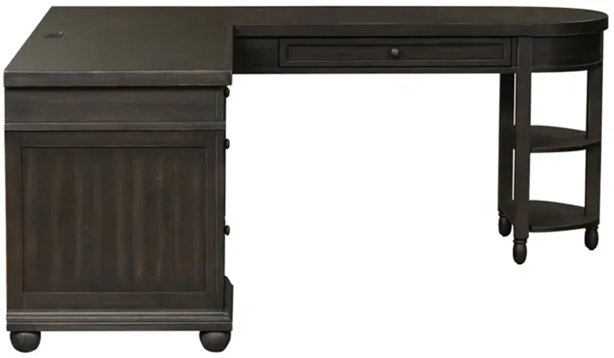 Liberty Furniture Chalkboard L-Shaped Desk Set with Hutch Harvest Home