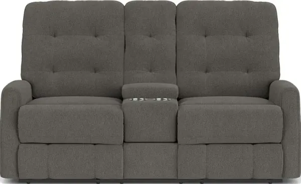 Flexsteel Devon Coal Reclining Loveseat with Console
