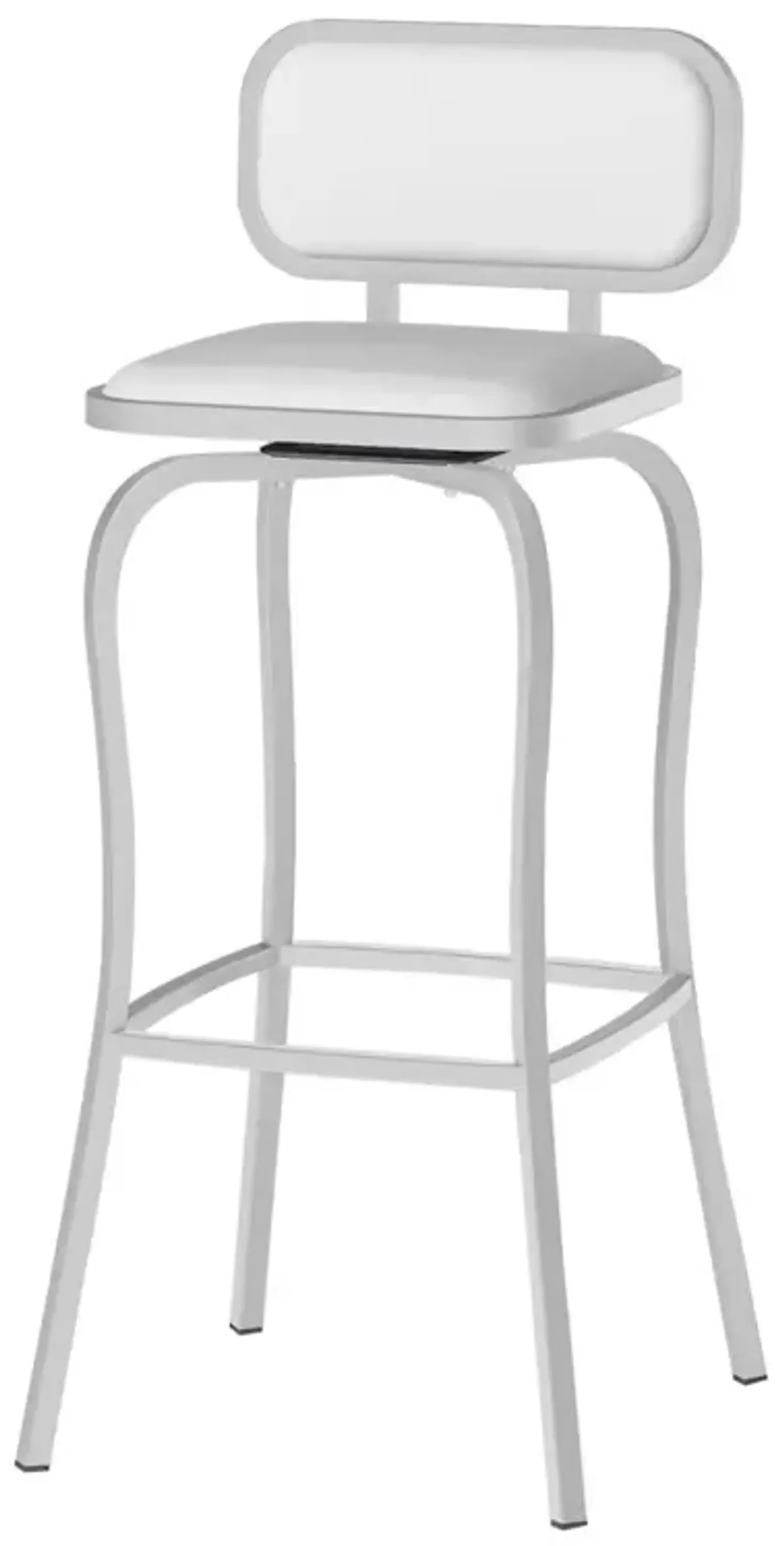 Chintaly White Modern Bar Height Stool with Memory Swivel