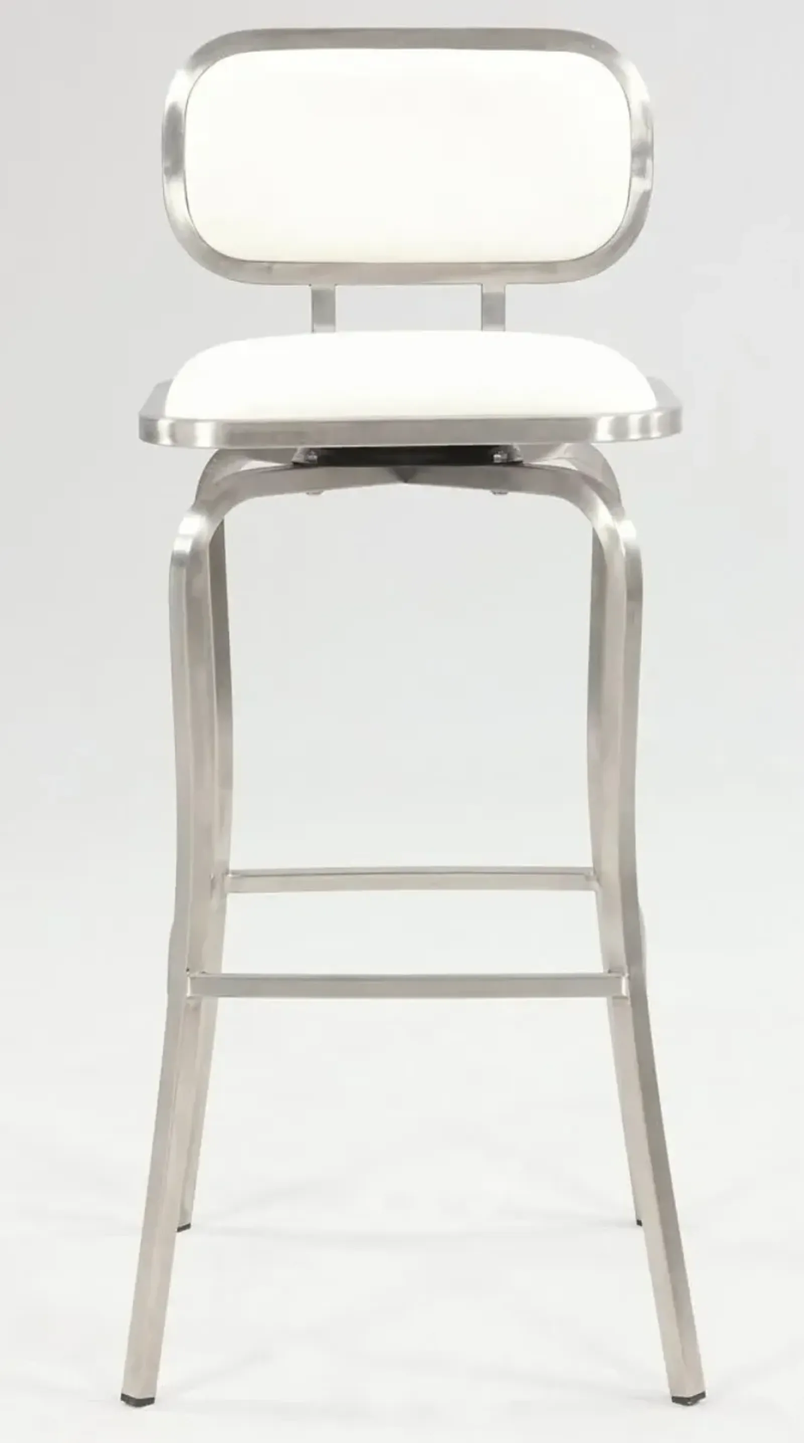 Chintaly White Modern Bar Height Stool with Memory Swivel