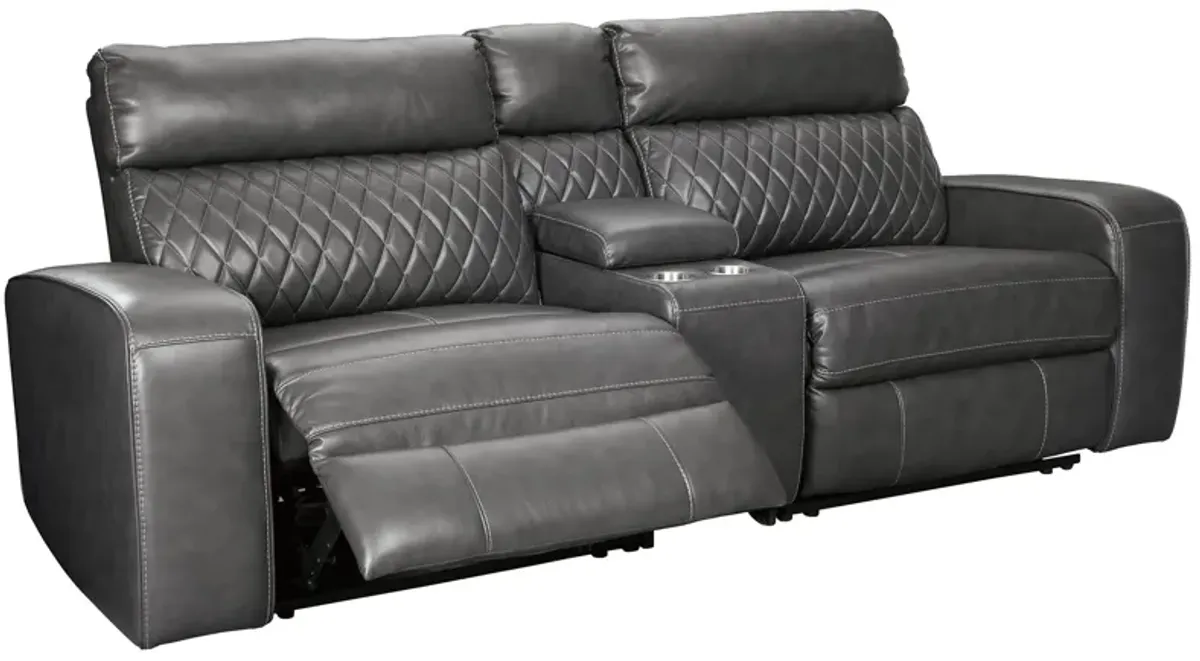 Ashley Samperstone 3-Piece Gray Power Reclining Sectional