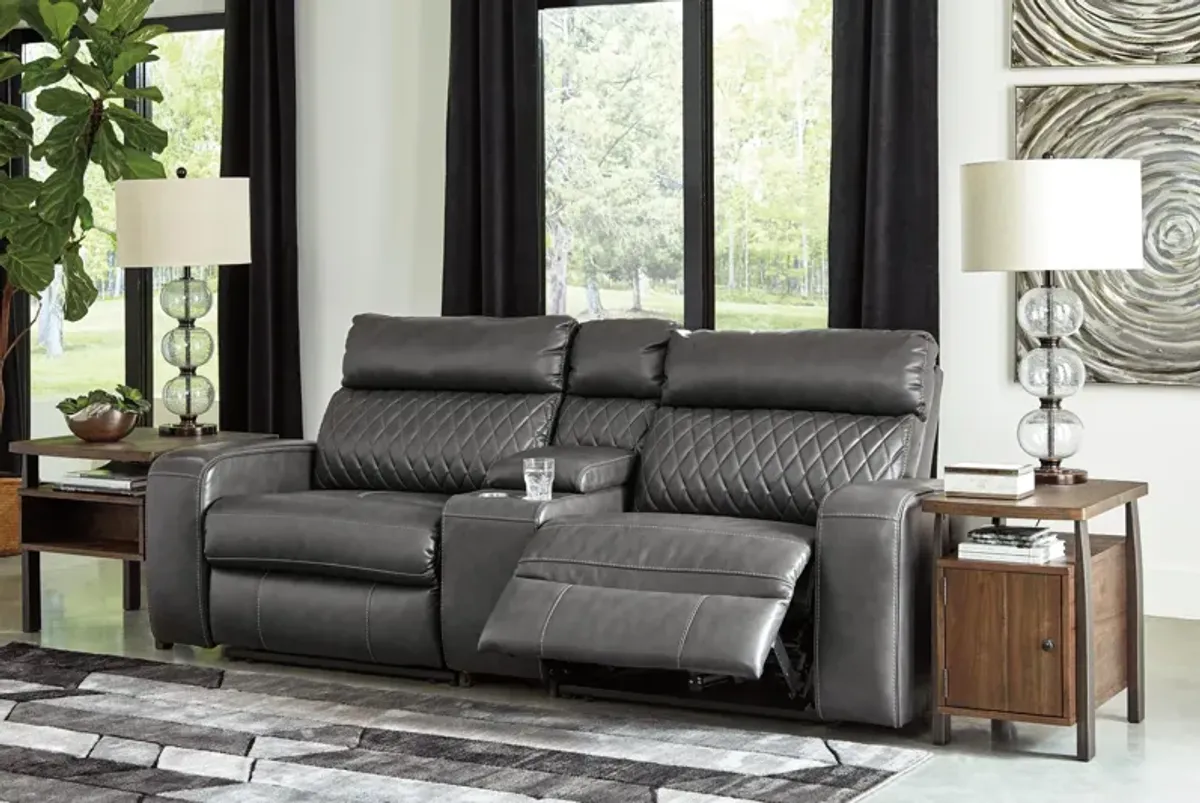 Ashley Samperstone 3-Piece Gray Power Reclining Sectional