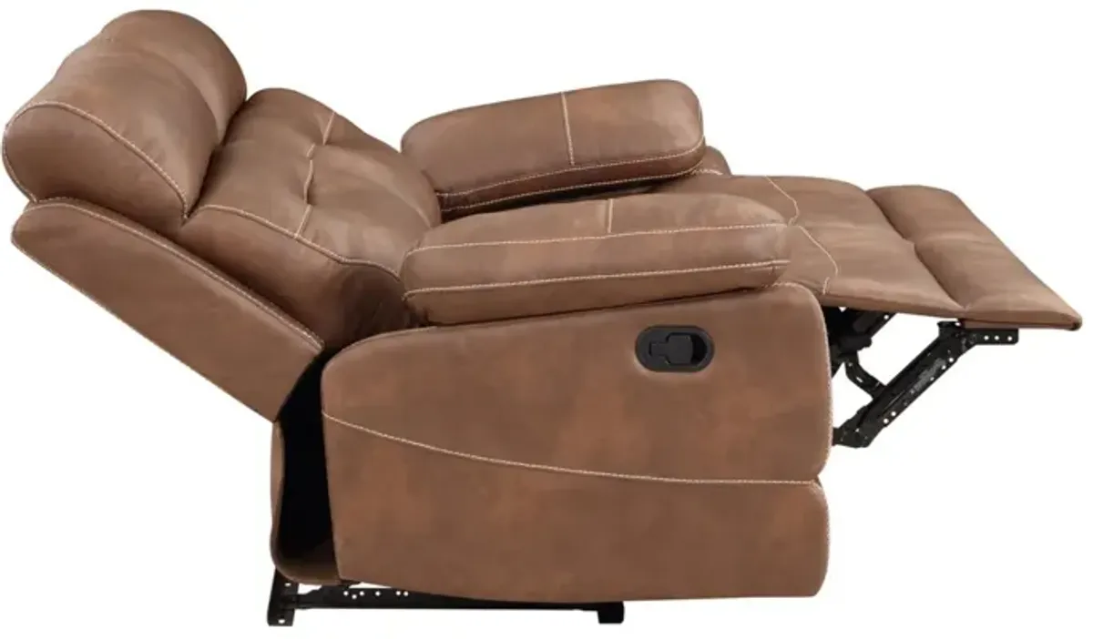 Steve Silver Rudger Manual Reclining Loveseat In Chestnut Brown