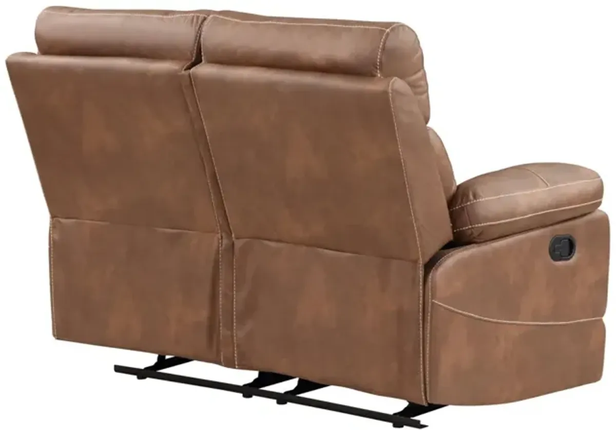 Steve Silver Rudger Manual Reclining Loveseat In Chestnut Brown