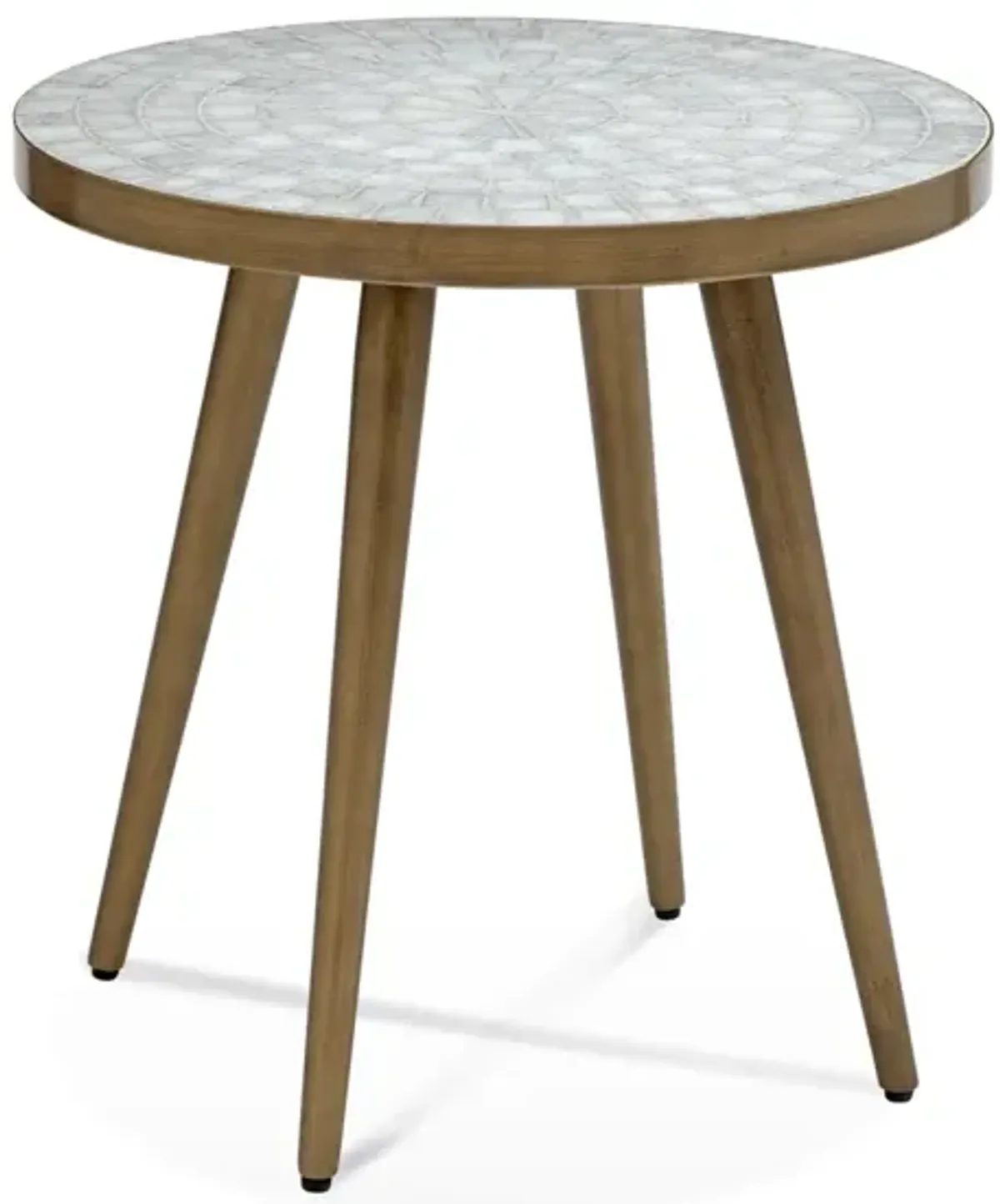 Bassett Mirror Kemira White Marble/Gold Metal Base Round End Table