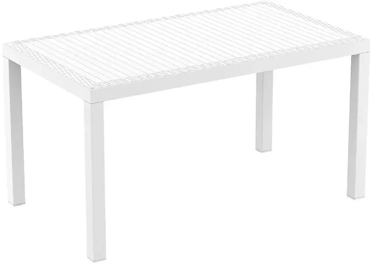 Compamia 55 Inch Orlando Wickerlook Rectangle Outdoor Dining Table White