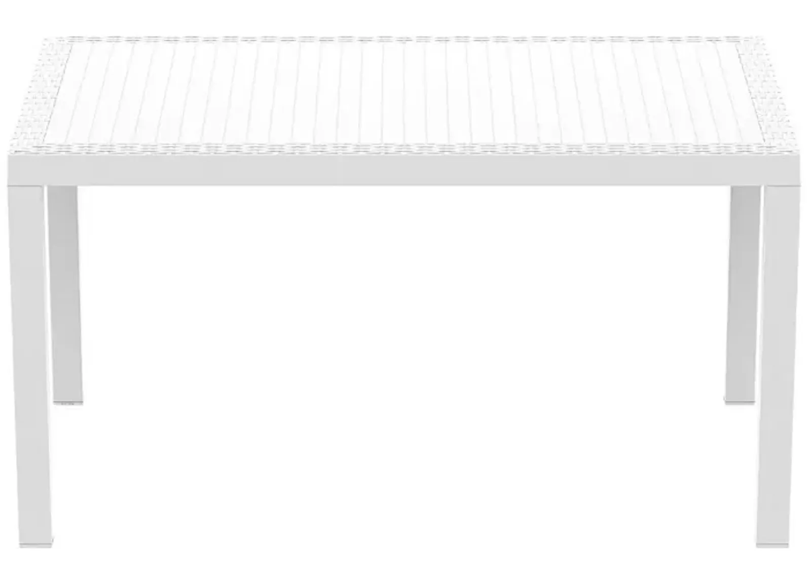 55 Inch Orlando Wickerlook Rectangle Outdoor Dining Table White