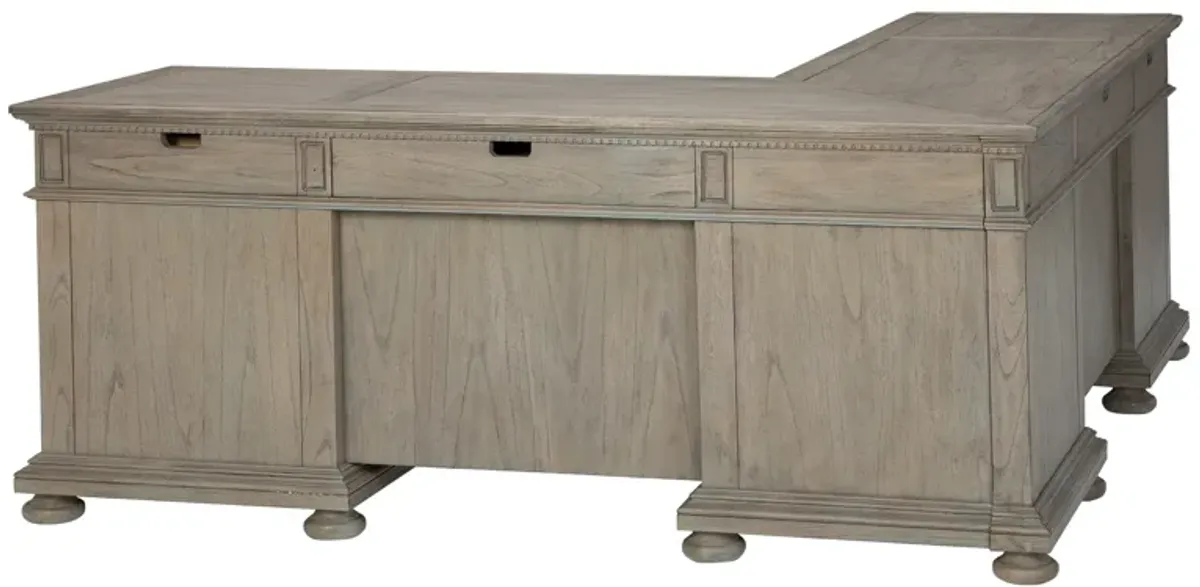 Hekman Executive L-Shape Desk Driftwood Wellington