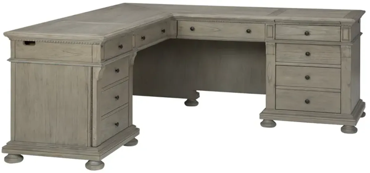 Hekman Executive L-Shape Desk Driftwood Wellington