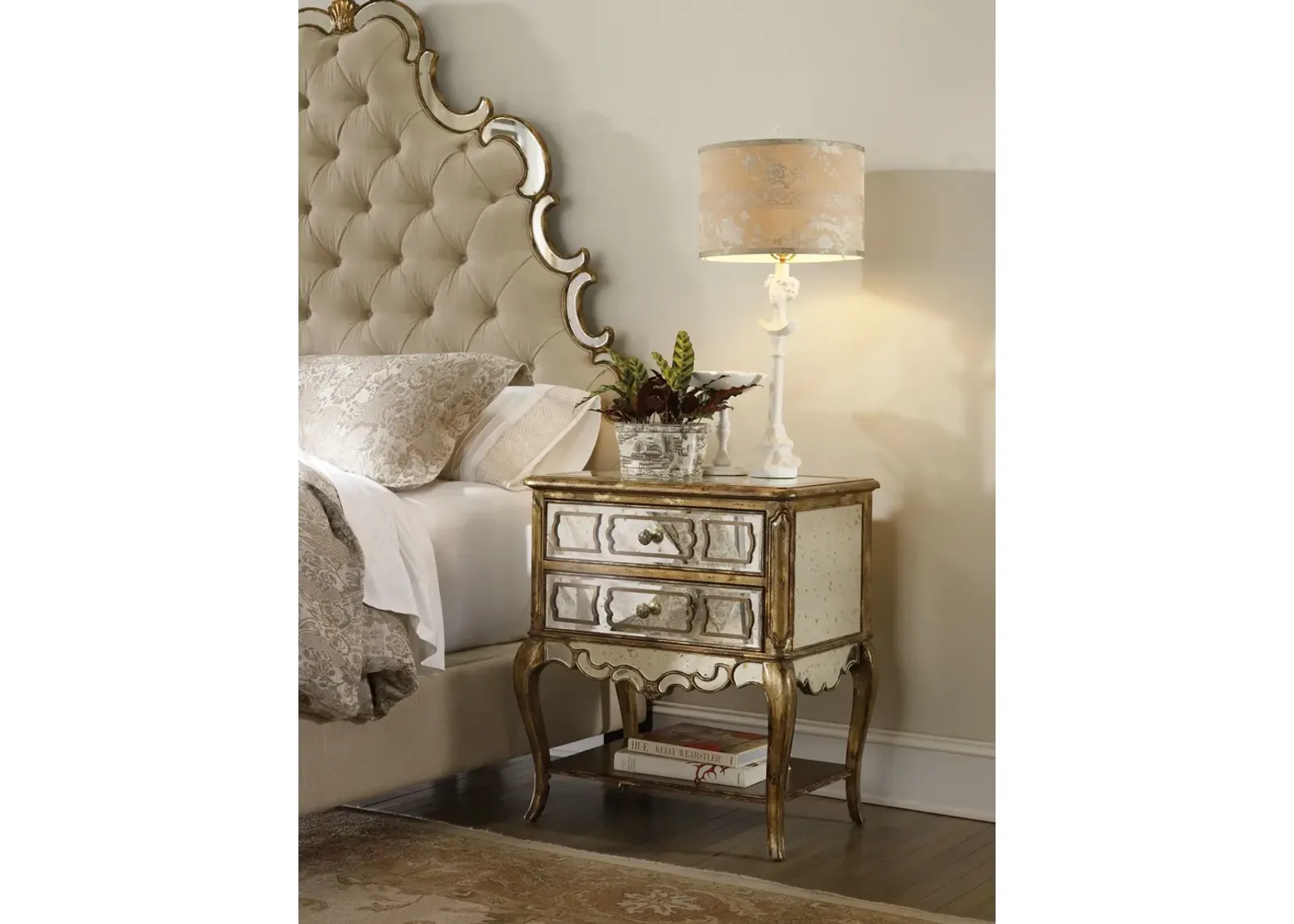 Hooker Furniture Sanctuary Mirrored Leg Nightstand Bling