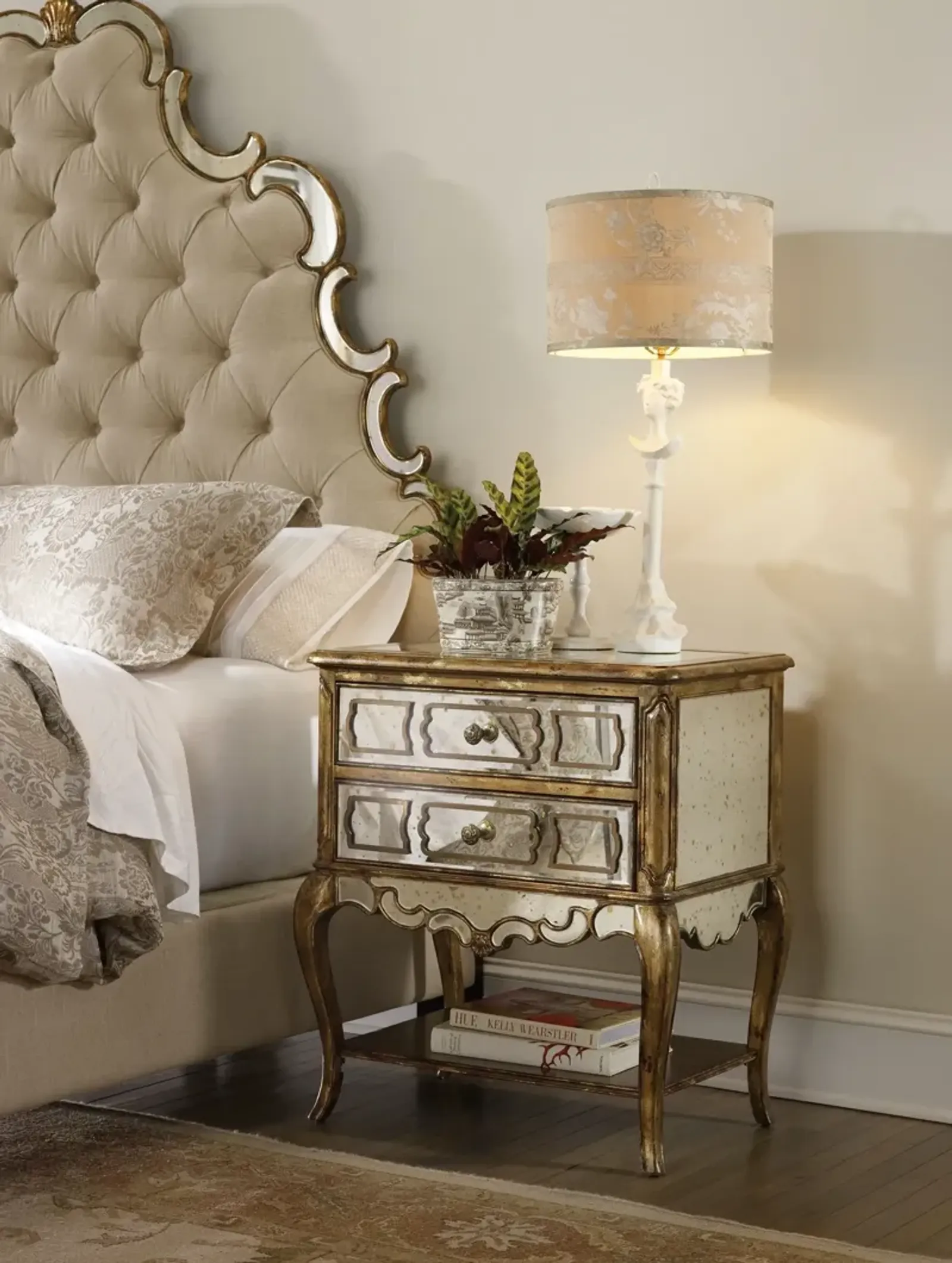 Hooker Furniture Sanctuary Mirrored Leg Nightstand Bling