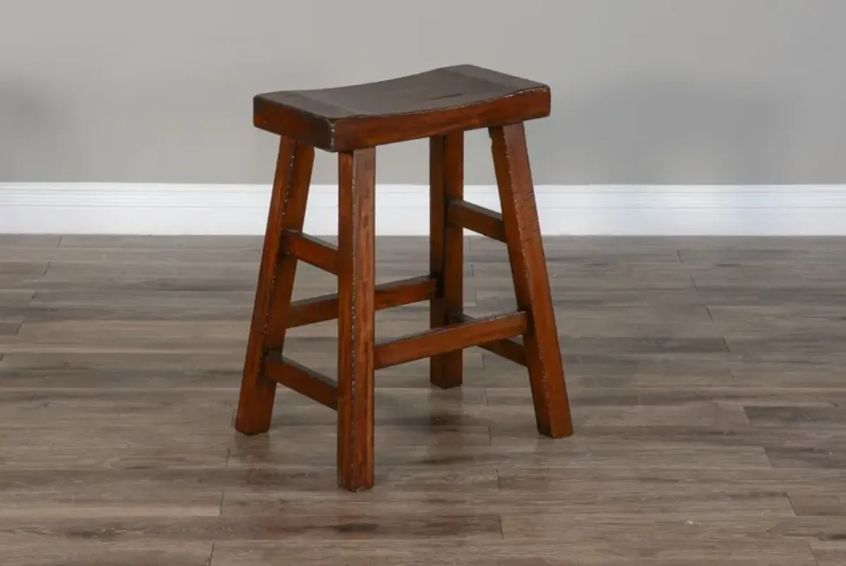 Sunny Designs Tuscany Vintage Mocha 24 Inch Saddle Seat Stool Wood Seat