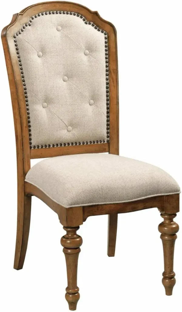 American Drew Berkshire Warm Cognac Upholstered Back Side Chair