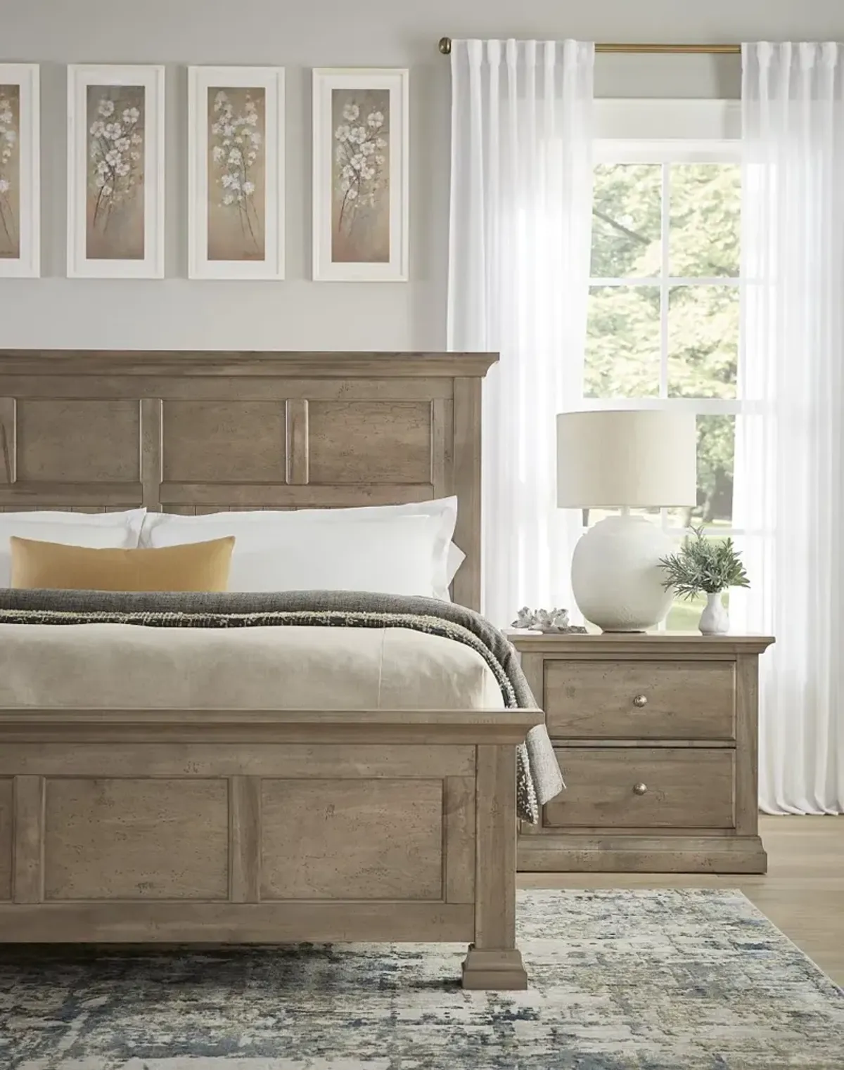 Vaughan-Bassett Carlisle Natural Grey Window Pane Queen Headboard