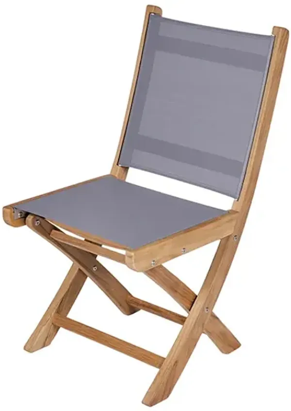 Royal Teak Sailmate Outdoor Gray Sling Folding Side Chair