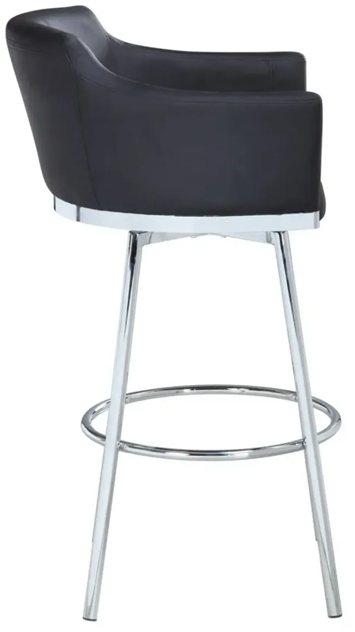 Chintaly Dusty Black Modern Club Bar Stool with Memory Swivel