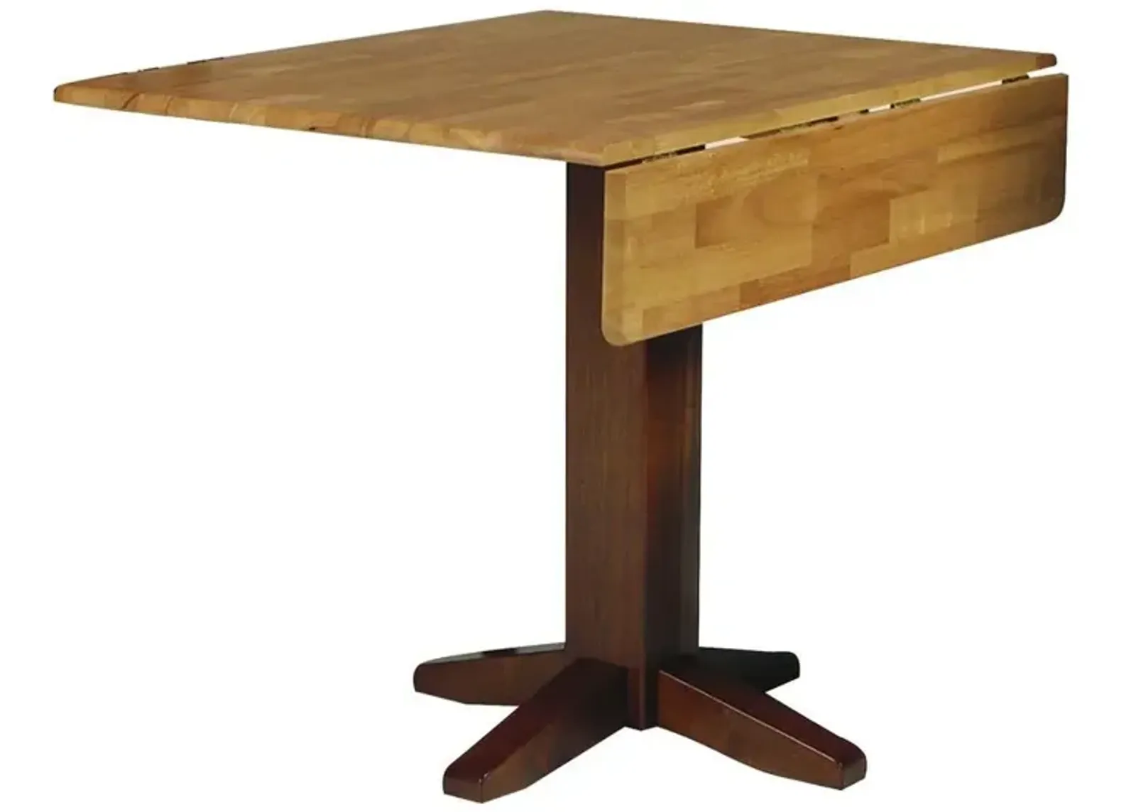 John Thomas Dining Essentials 36 Inch Square Drop Leaf Pedestal Table in Cinnamon & Espresso