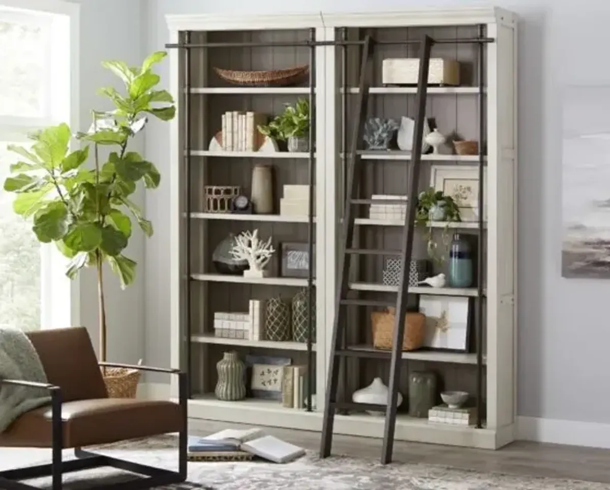 Martin Furniture Toulouse Rustic White Bookcase with Ladder