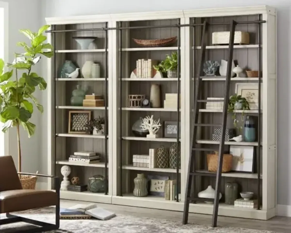 Martin Furniture Toulouse Rustic White Bookcase with Ladder