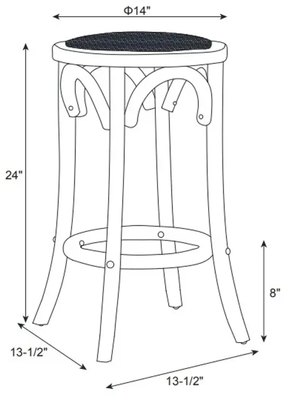 Linon Rae Rattan Seat Backless Counter Stool