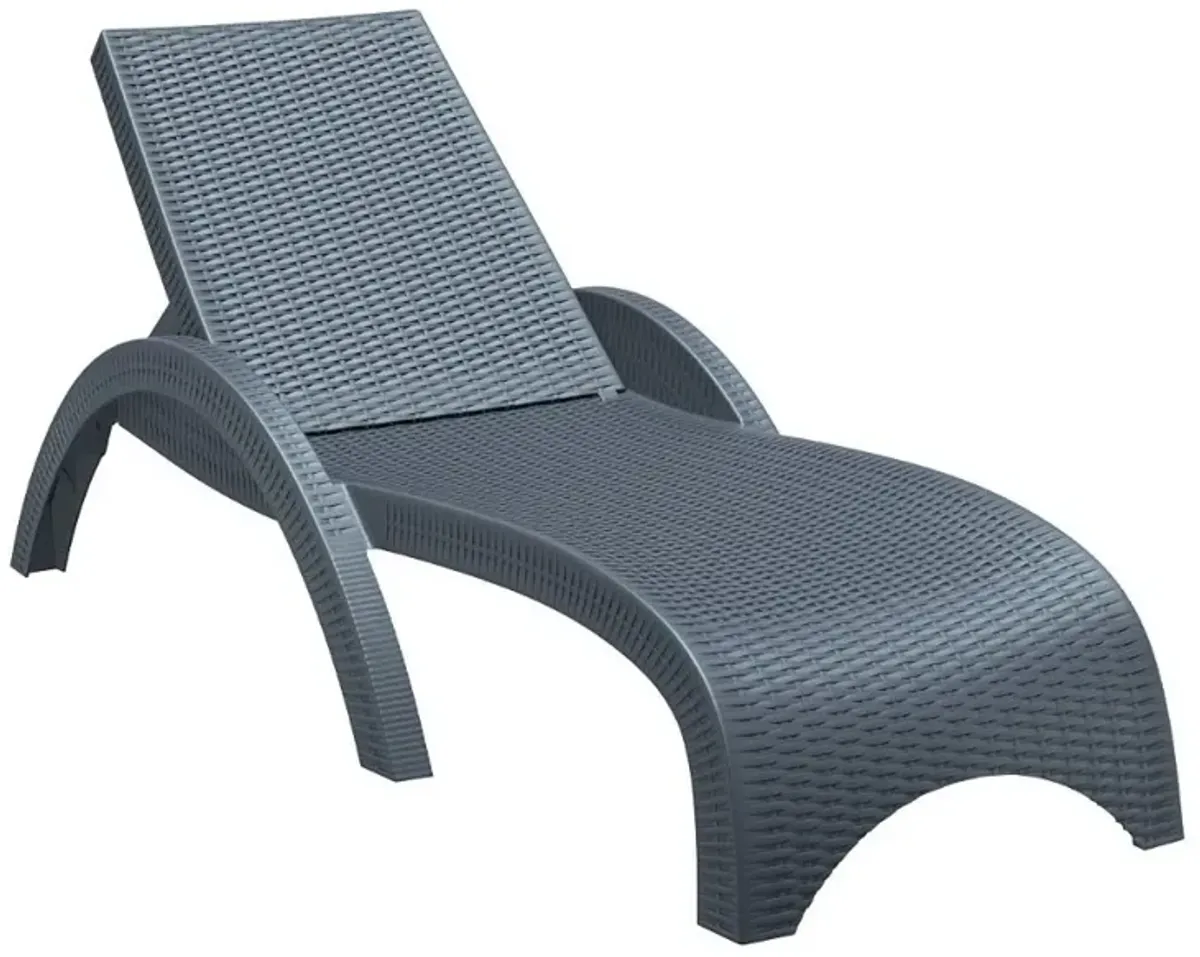 Compamia Miami Resin Wickerlook Chaise Lounge Chair Dark Gray